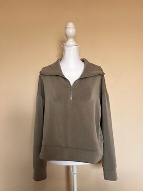 Women's Half-Zip Pullover Sweater in Grayish Green color